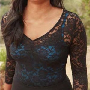 Ruby Ribbon black lace bodysuit size XL